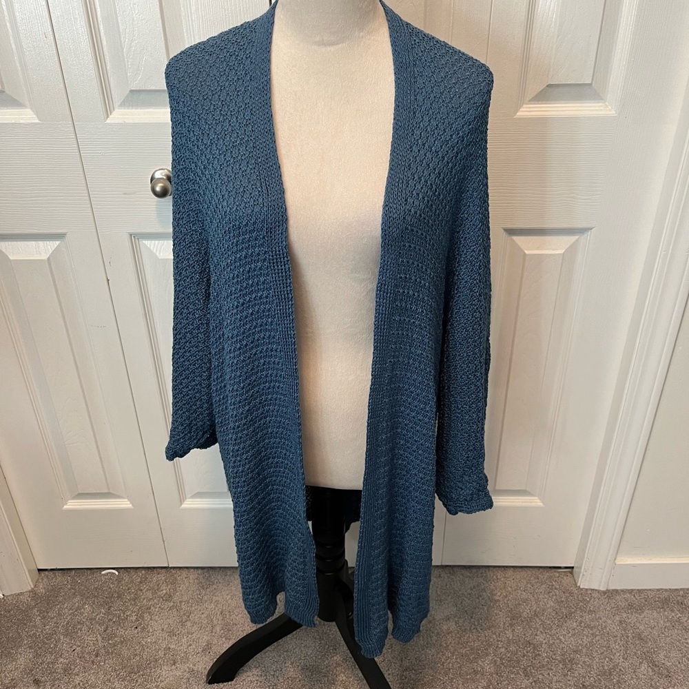 Caposhie One size Made InItaly crochet Blue Open-Front Women's Sweater